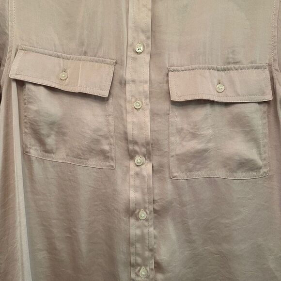 Banana Republic silk like tan button up - Picture 3 of 5